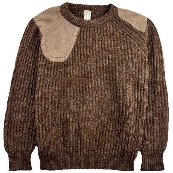 VTG 70s Lynton Scotland Mens L Pure New Wool Countryman Sweater Woodsman Brenire - Picture 1 of 9